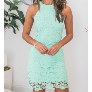 Green Pink Lily Dress